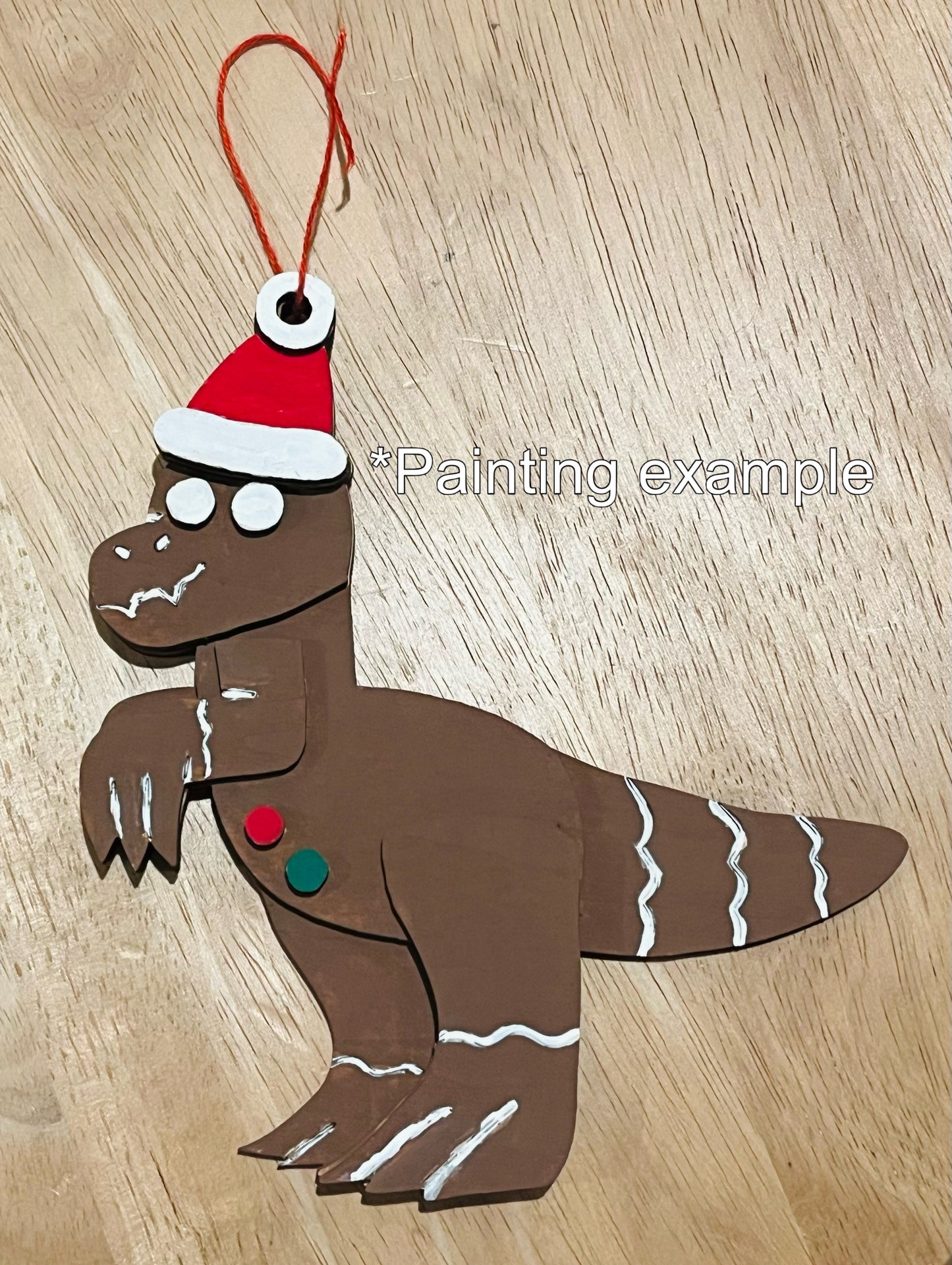 Gingerbread Dinosaur Wooden Ornament