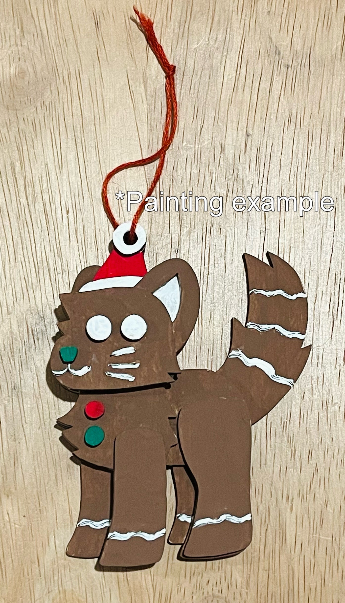 Gingerbread Cat Wooden Ornament