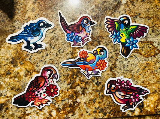 Flower Bird Sticker Set