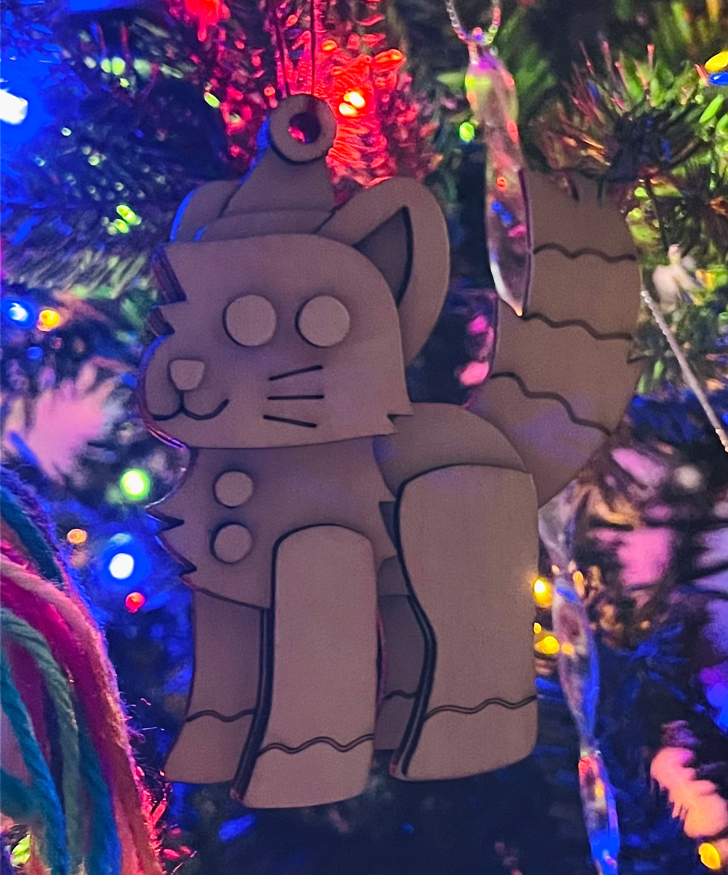 Gingerbread Cat Wooden Ornament
