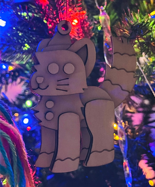 Gingerbread Cat Wooden Ornament