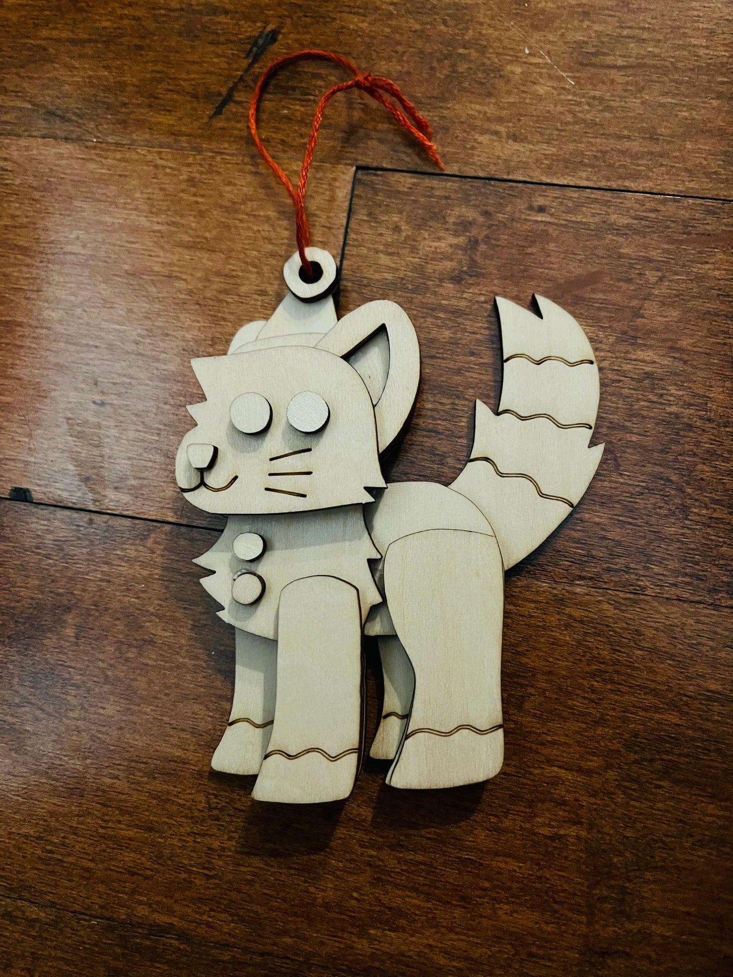 Gingerbread Cat Wooden Ornament