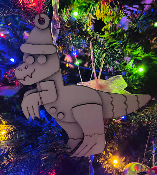 Gingerbread Dinosaur Wooden Ornament